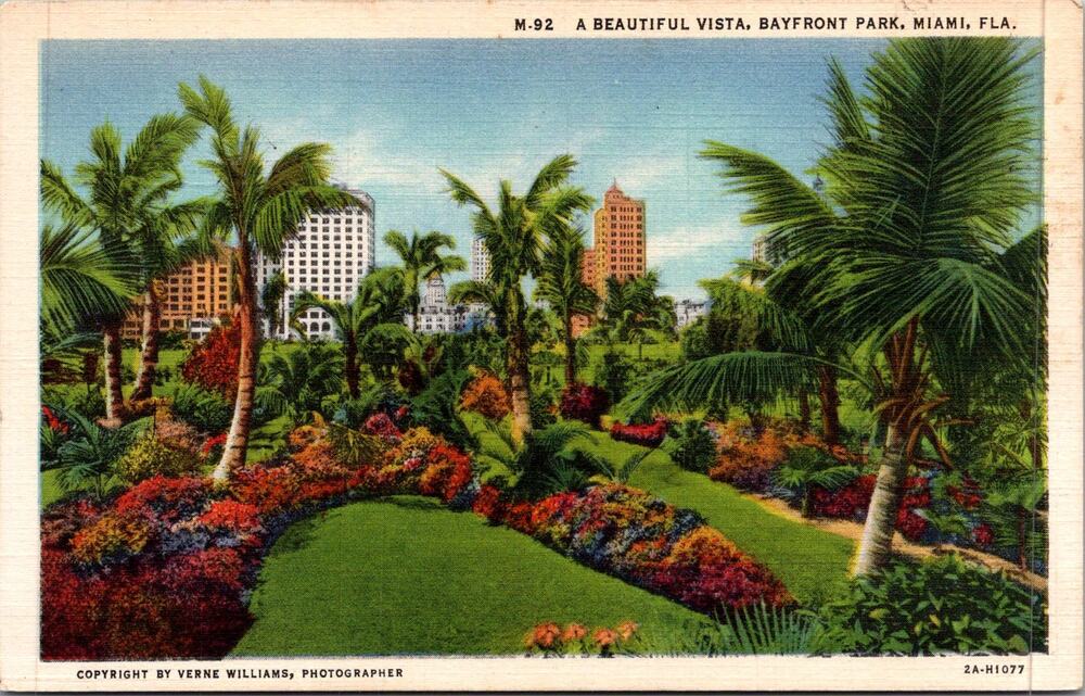 A Beautiful Vista Bayfront Park in Miami FL Vintage Postcard SP17-15